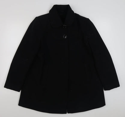 F&F Womens Black   Overcoat Coat Size 14  Button