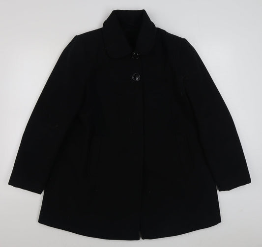 F&F Womens Black   Overcoat Coat Size 14  Button