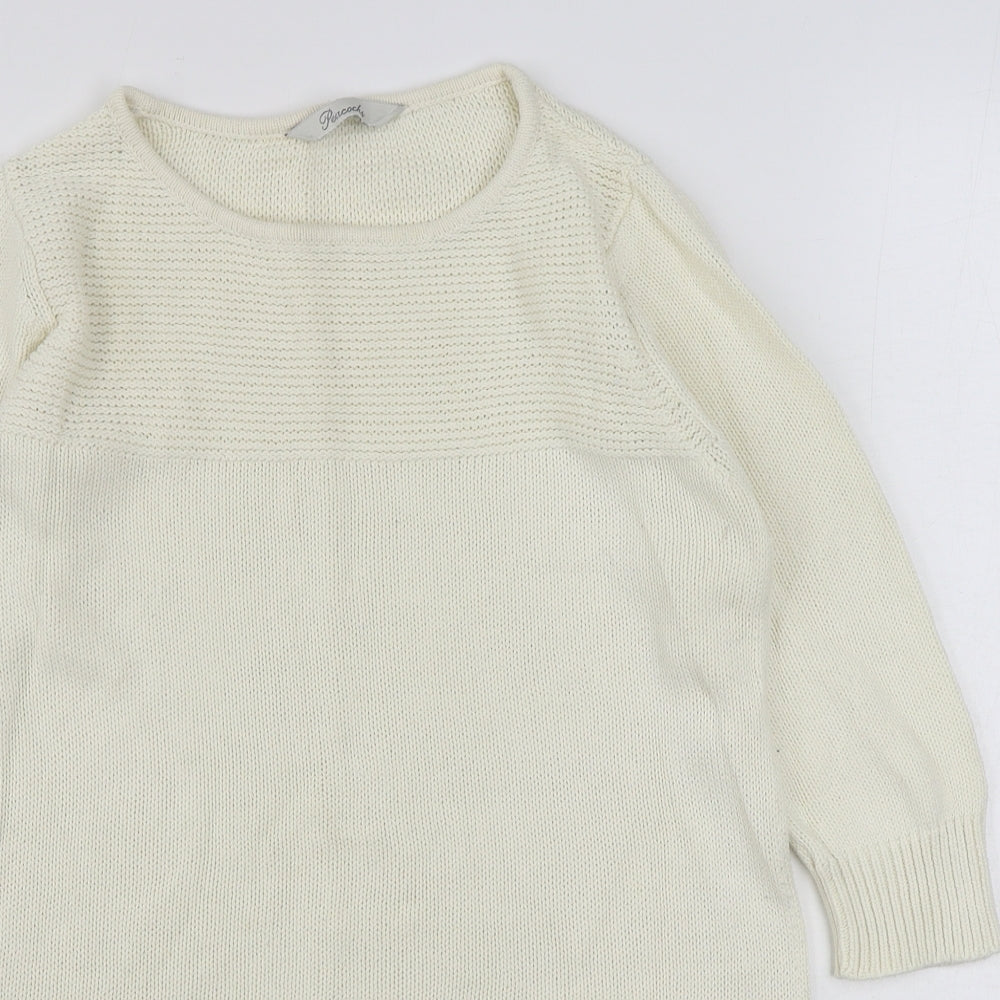 Womens UK Size S Peacocks Ivory Pullover Jumper