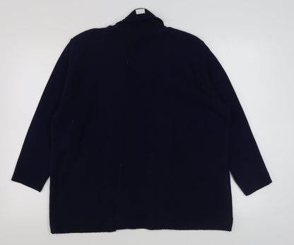 Jennifer Womens Blue Round Neck  Acrylic Cardigan Jumper Size L