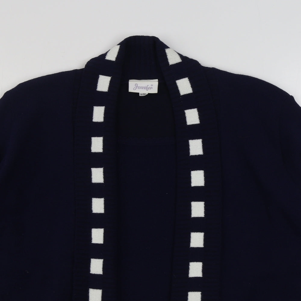 Jennifer Womens Blue Round Neck  Acrylic Cardigan Jumper Size L