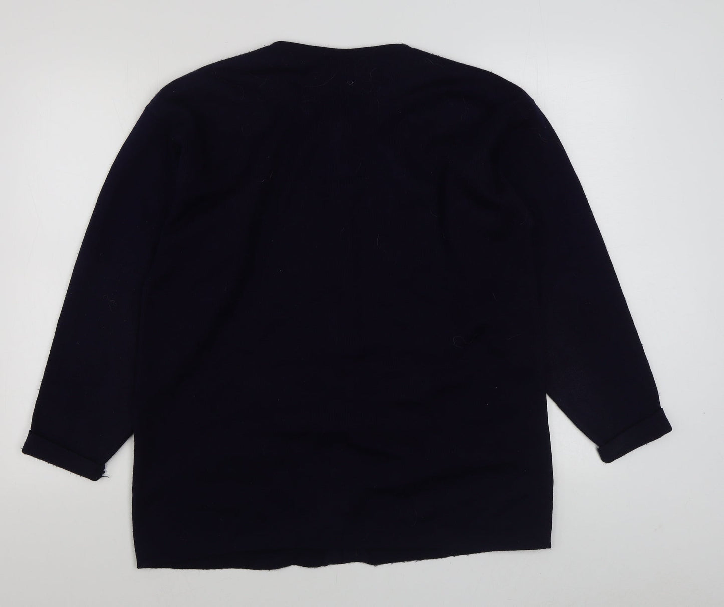Tumi  Womens Blue Scoop Neck  Acrylic Cardigan Jumper Size 14