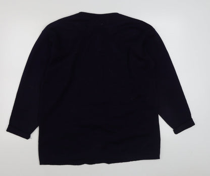 Tumi  Womens Blue Scoop Neck  Acrylic Cardigan Jumper Size 14