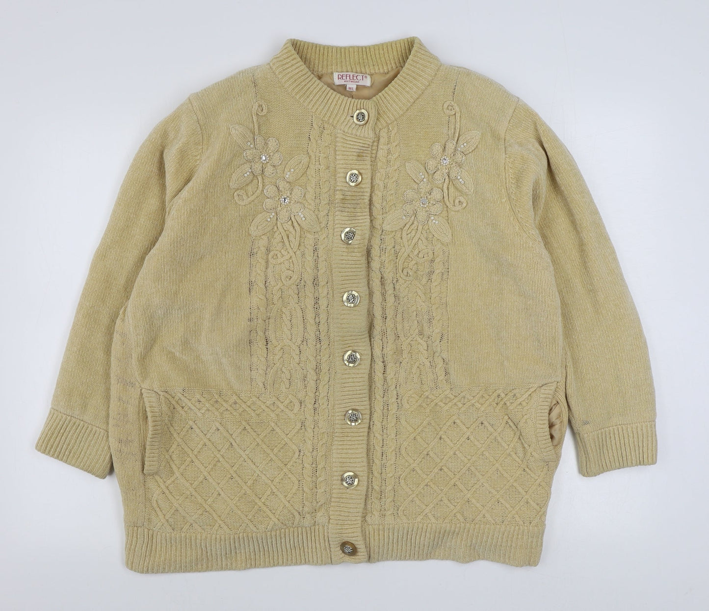 Womens UK Size M Reflect Beige Cardigan Jumper