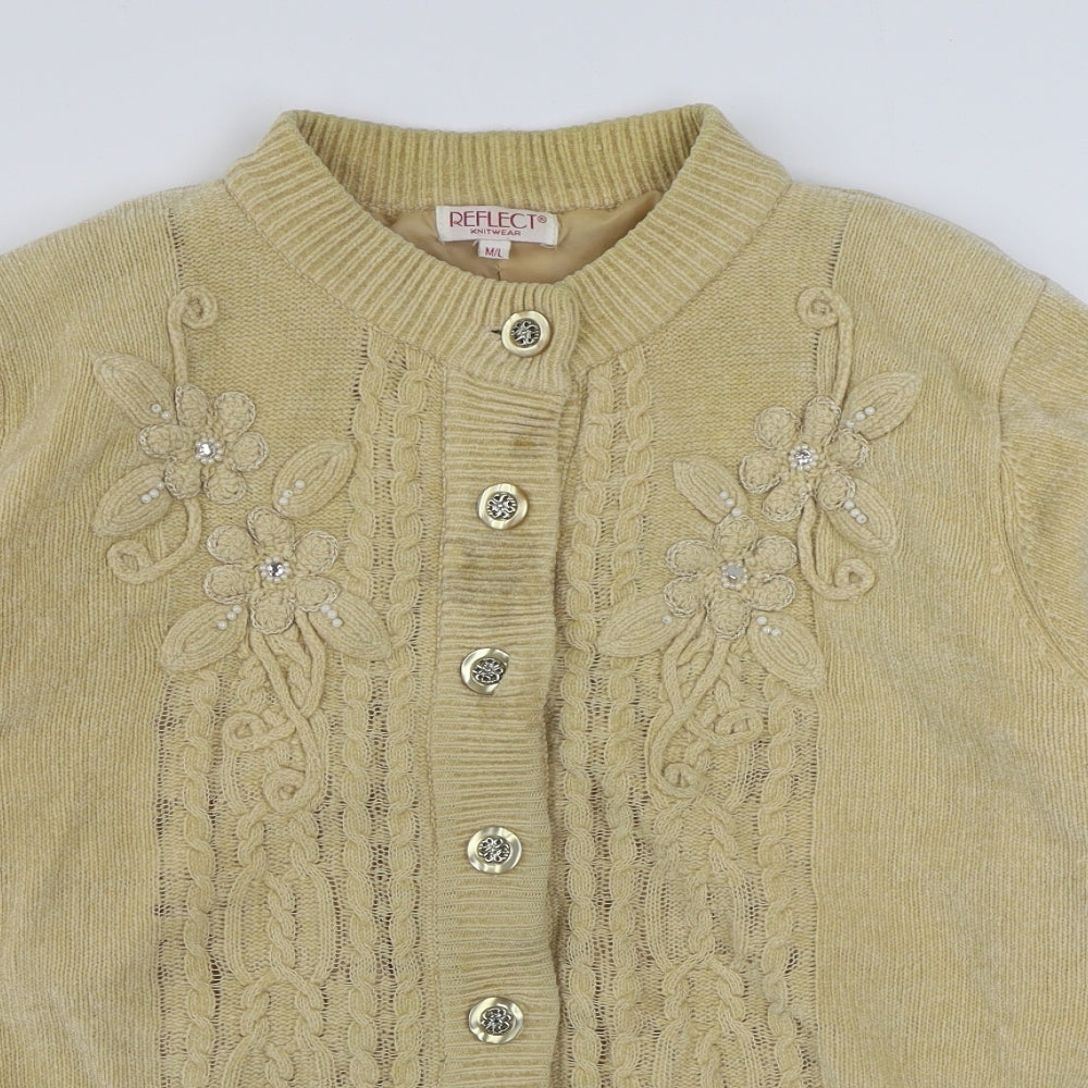 Womens UK Size M Reflect Beige Cardigan Jumper