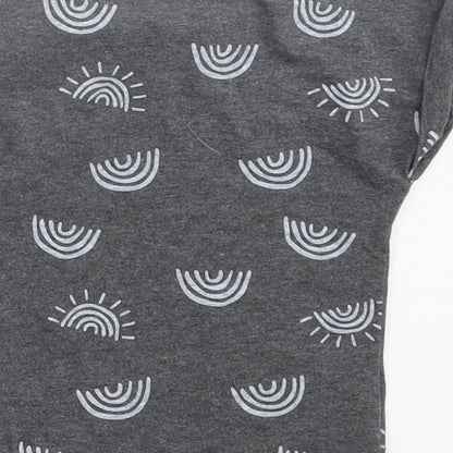 Primark Girls Grey Geometric Cotton Basic T-Shirt Size 9-12 Months Crew Neck Pullover