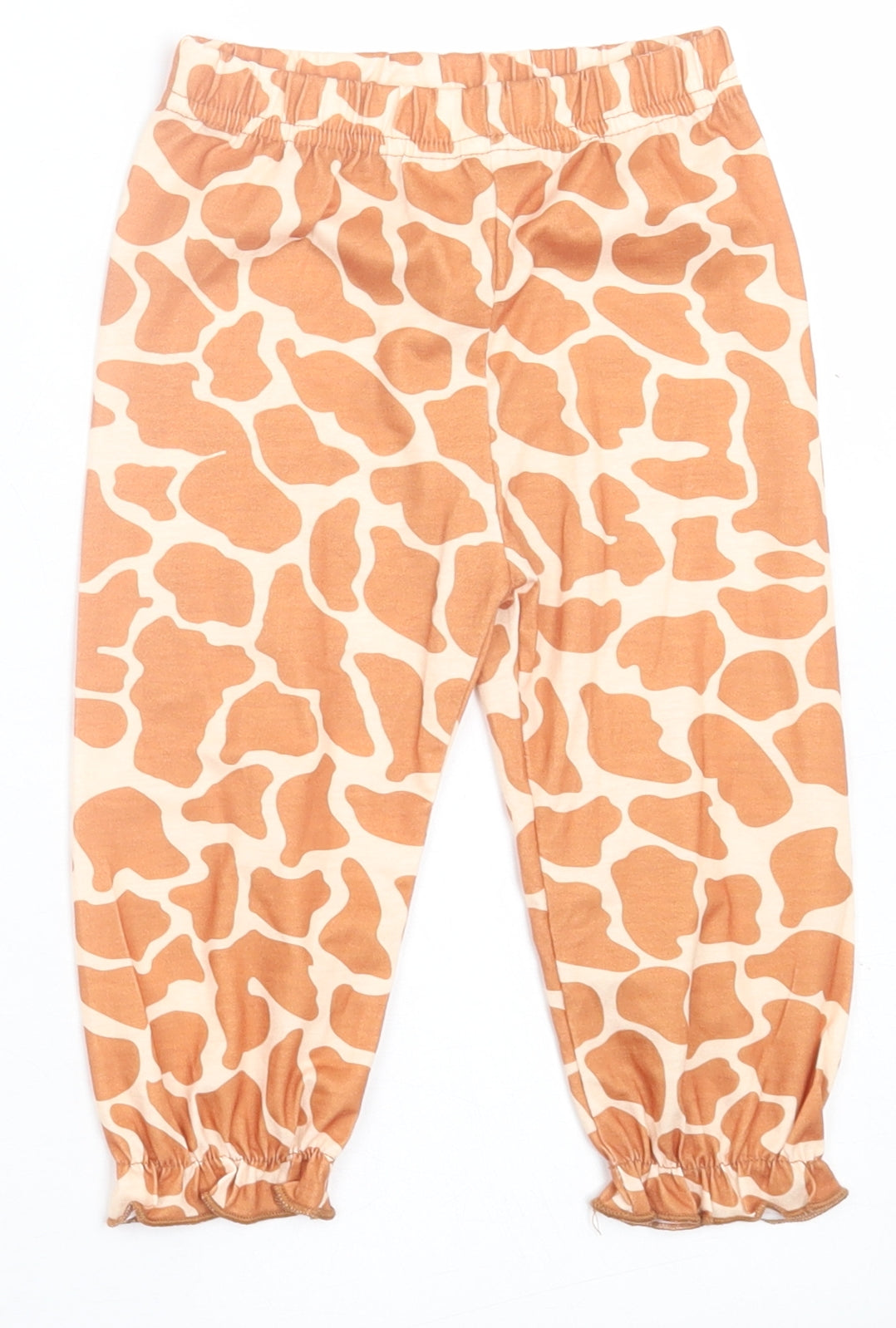 prewornq Girls Brown Geometric Cotton Capri Trousers Size 9-12 Months  Pullover