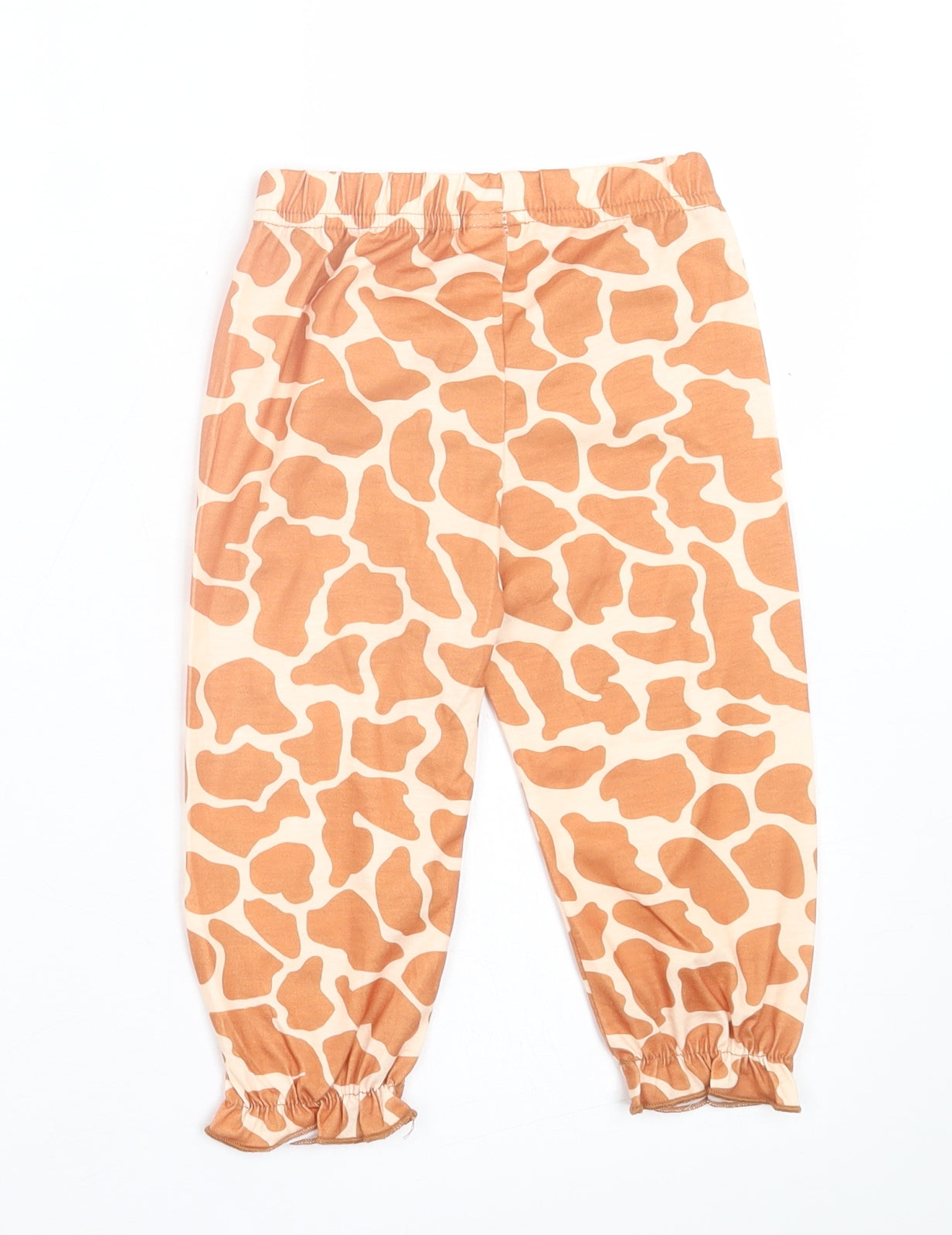 prewornq Girls Brown Geometric Cotton Capri Trousers Size 9-12 Months  Pullover