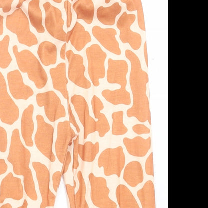 prewornq Girls Brown Geometric Cotton Capri Trousers Size 9-12 Months  Pullover