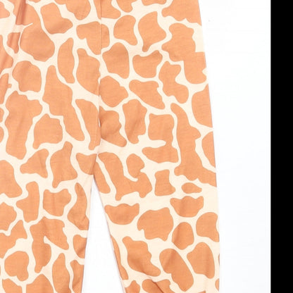 prewornq Girls Brown Geometric Cotton Capri Trousers Size 9-12 Months  Pullover