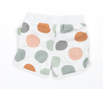 Primark Girls Grey Geometric Cotton Cropped Trousers Size 9-12 Months  Tie