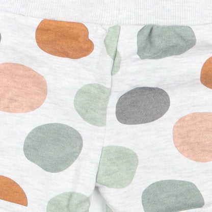 Primark Girls Grey Geometric Cotton Cropped Trousers Size 9-12 Months  Tie