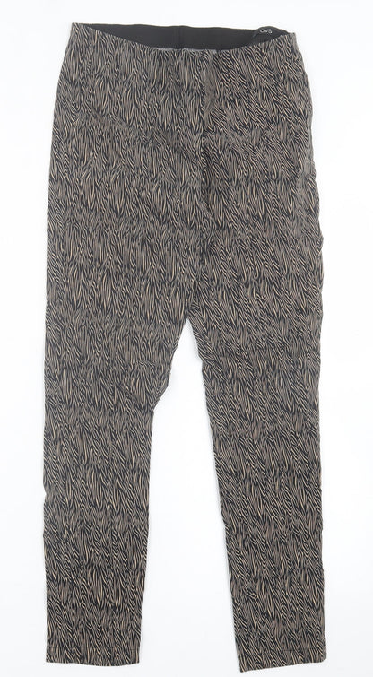 OVS Womens Brown Animal Print Viscose Capri Trousers Size 10 L26 in Regular