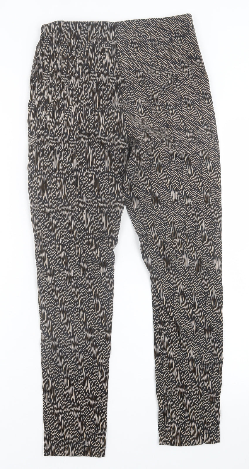 OVS Womens Brown Animal Print Viscose Capri Trousers Size 10 L26 in Regular