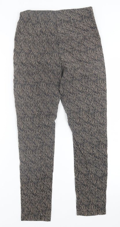 OVS Womens Brown Animal Print Viscose Capri Trousers Size 10 L26 in Regular