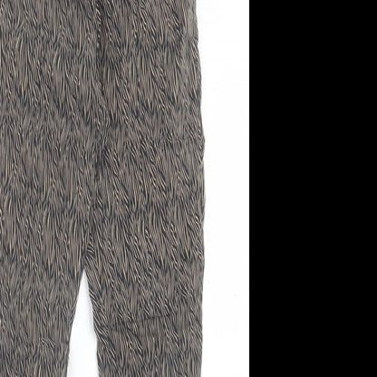 OVS Womens Brown Animal Print Viscose Capri Trousers Size 10 L26 in Regular