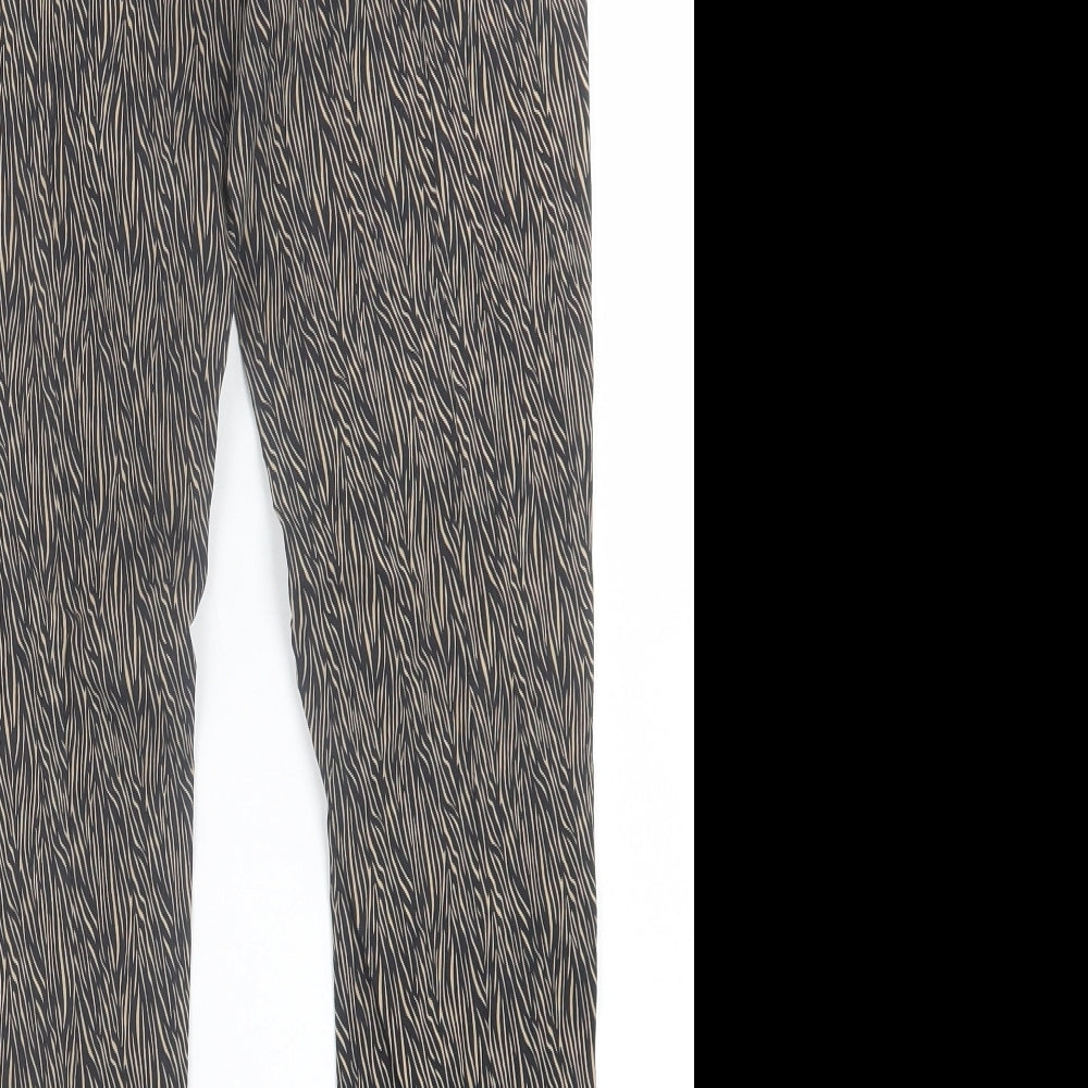 OVS Womens Brown Animal Print Viscose Capri Trousers Size 10 L26 in Regular