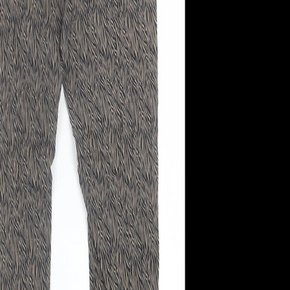 OVS Womens Brown Animal Print Viscose Capri Trousers Size 10 L26 in Regular