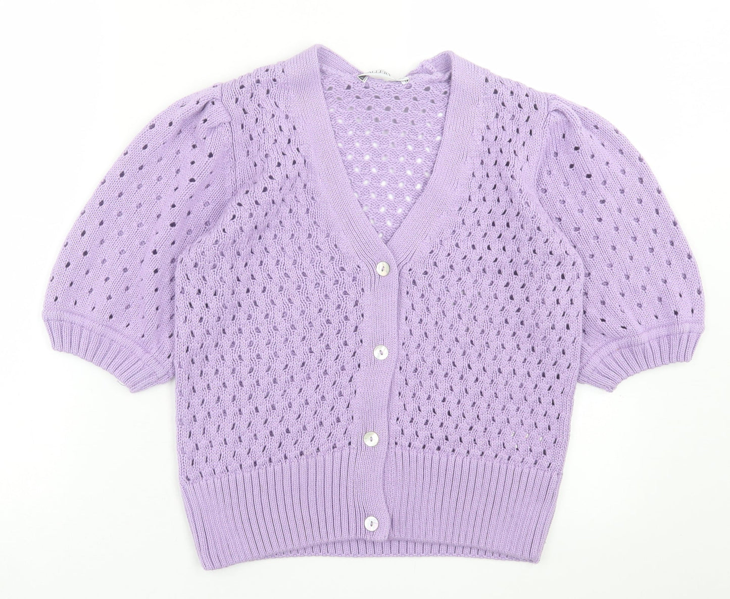 Gallery Womens Purple V-Neck  Acrylic Cardigan Jumper Size S