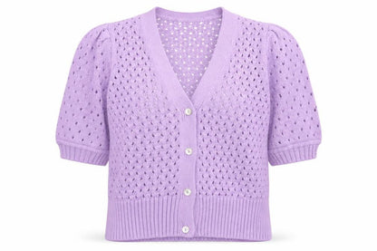 Womens UK Size S Gallery Purple Cardigan Jumper