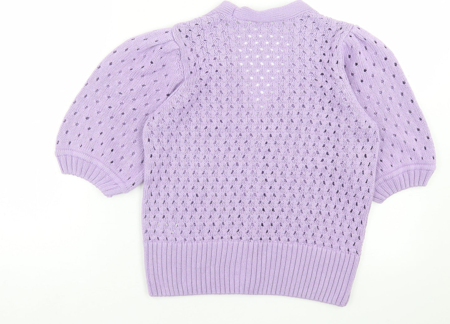 Gallery Womens Purple V-Neck  Acrylic Cardigan Jumper Size S