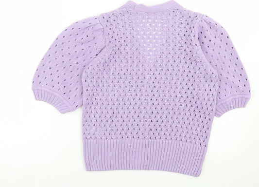 Gallery Womens Purple V-Neck  Acrylic Cardigan Jumper Size S