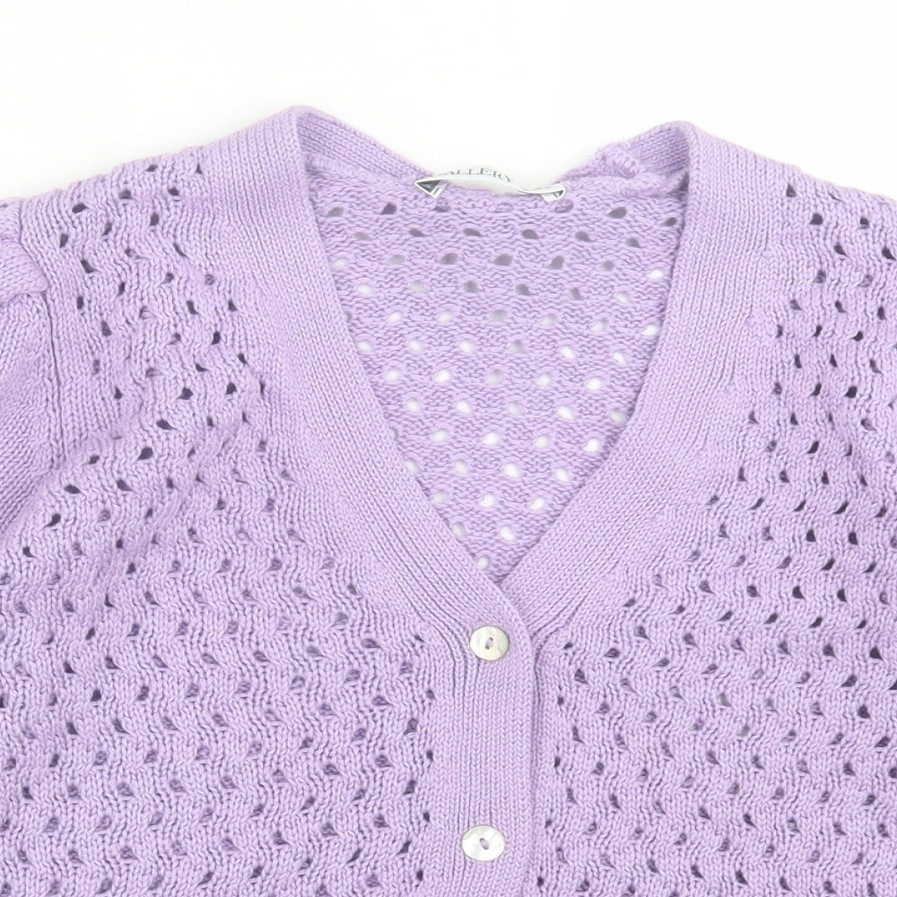 Gallery Womens Purple V-Neck  Acrylic Cardigan Jumper Size S