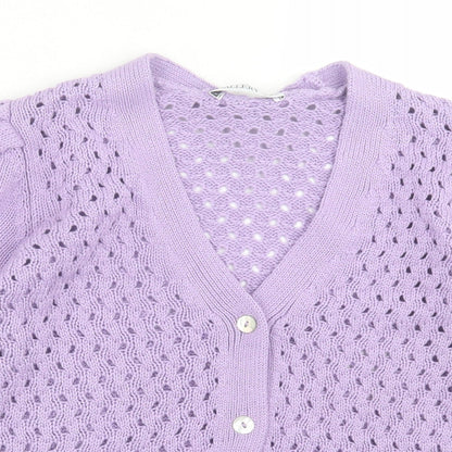 Gallery Womens Purple V-Neck  Acrylic Cardigan Jumper Size S