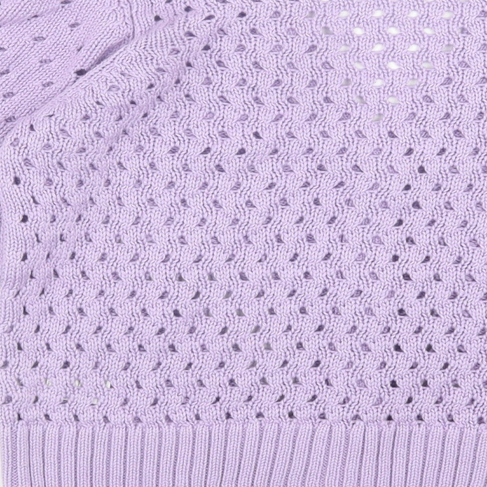 Gallery Womens Purple V-Neck  Acrylic Cardigan Jumper Size S