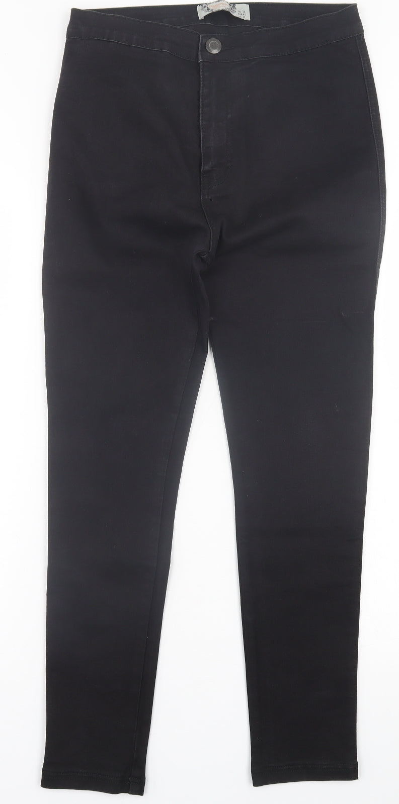 Boohoo Womens Black  Cotton Skinny Jeans Size 12 L27 in Regular Button