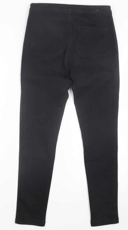 Boohoo Womens Black  Cotton Skinny Jeans Size 12 L27 in Regular Button