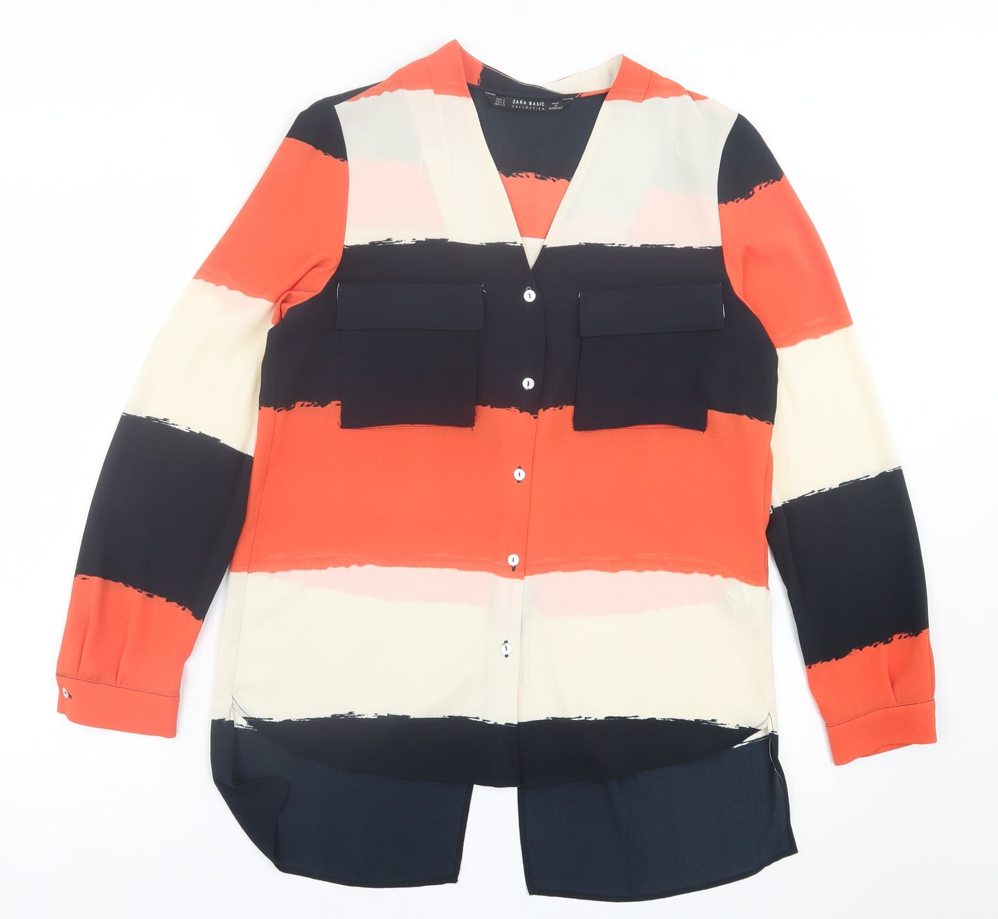 Womens UK Size S Zara Orange Basic Button-Up