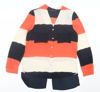 Womens UK Size S Zara Orange Basic Button-Up