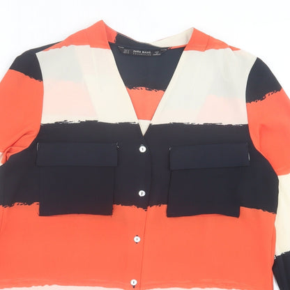Womens UK Size S Zara Orange Basic Button-Up