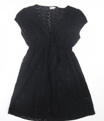 Awear Womens Black Floral Polyester A-Line  Size 12  V-Neck Pullover