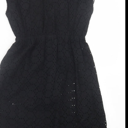 Awear Womens Black Floral Polyester A-Line  Size 12  V-Neck Pullover