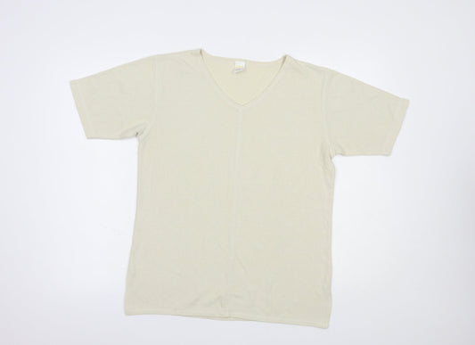 Etam Womens Beige V-Neck  Polyester Pullover Jumper Size 12