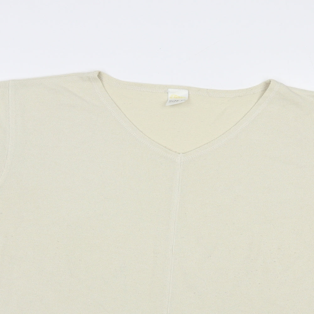 Etam Womens Beige V-Neck  Polyester Pullover Jumper Size 12