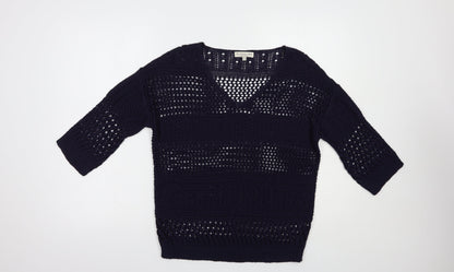 F&F Womens Blue V-Neck  Acrylic Pullover Jumper Size 8