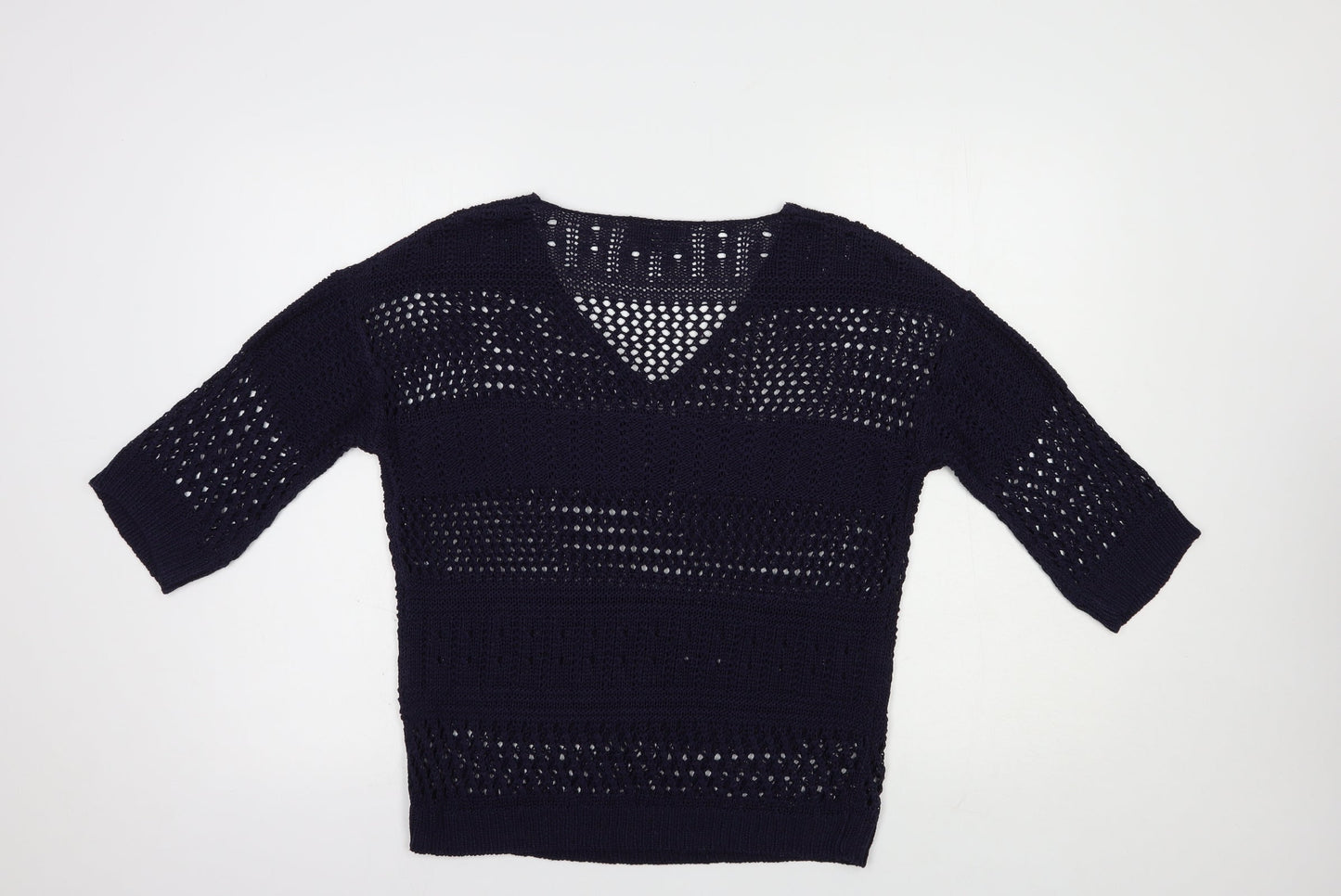 F&F Womens Blue V-Neck  Acrylic Pullover Jumper Size 8