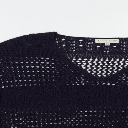 F&F Womens Blue V-Neck  Acrylic Pullover Jumper Size 8