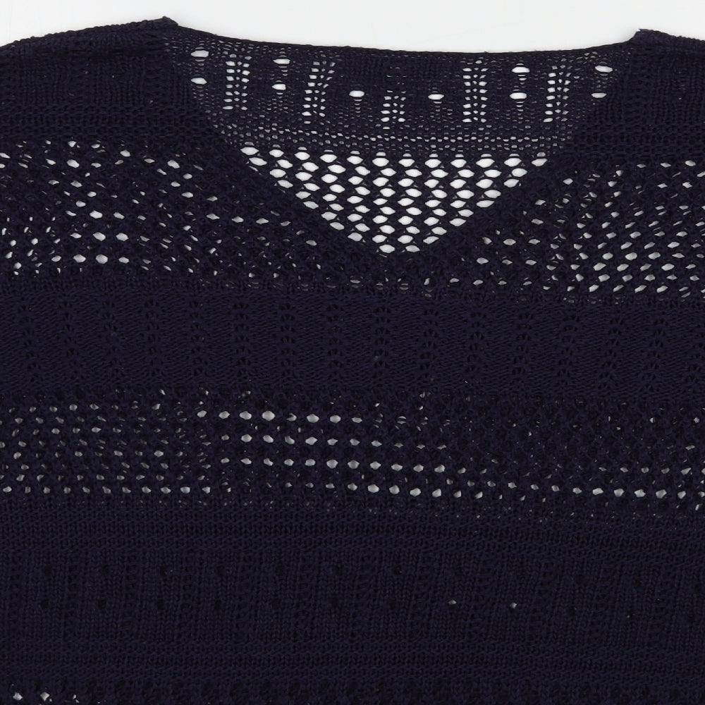 F&F Womens Blue V-Neck  Acrylic Pullover Jumper Size 8