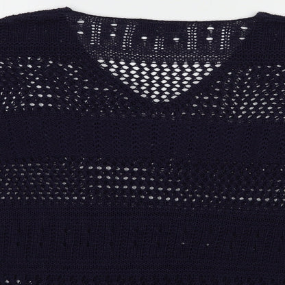 F&F Womens Blue V-Neck  Acrylic Pullover Jumper Size 8