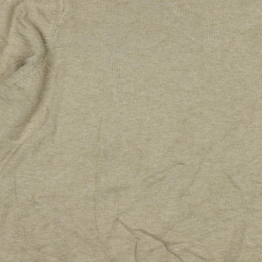 Marks and Spencer Mens Beige V-Neck  Cotton Pullover Jumper Size L