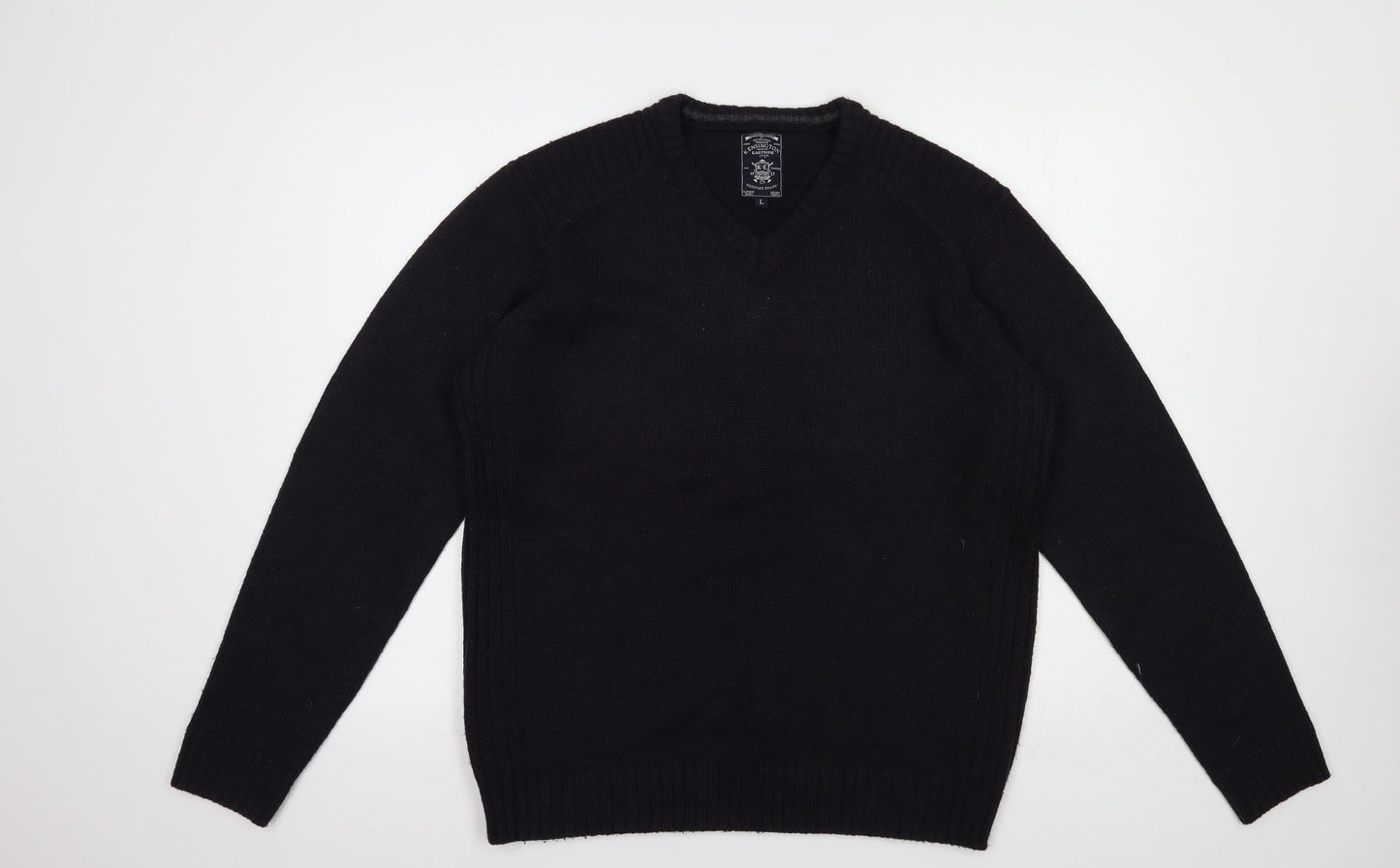 Kensington Eastside Mens Blue V-Neck  Acrylic Pullover Jumper Size L