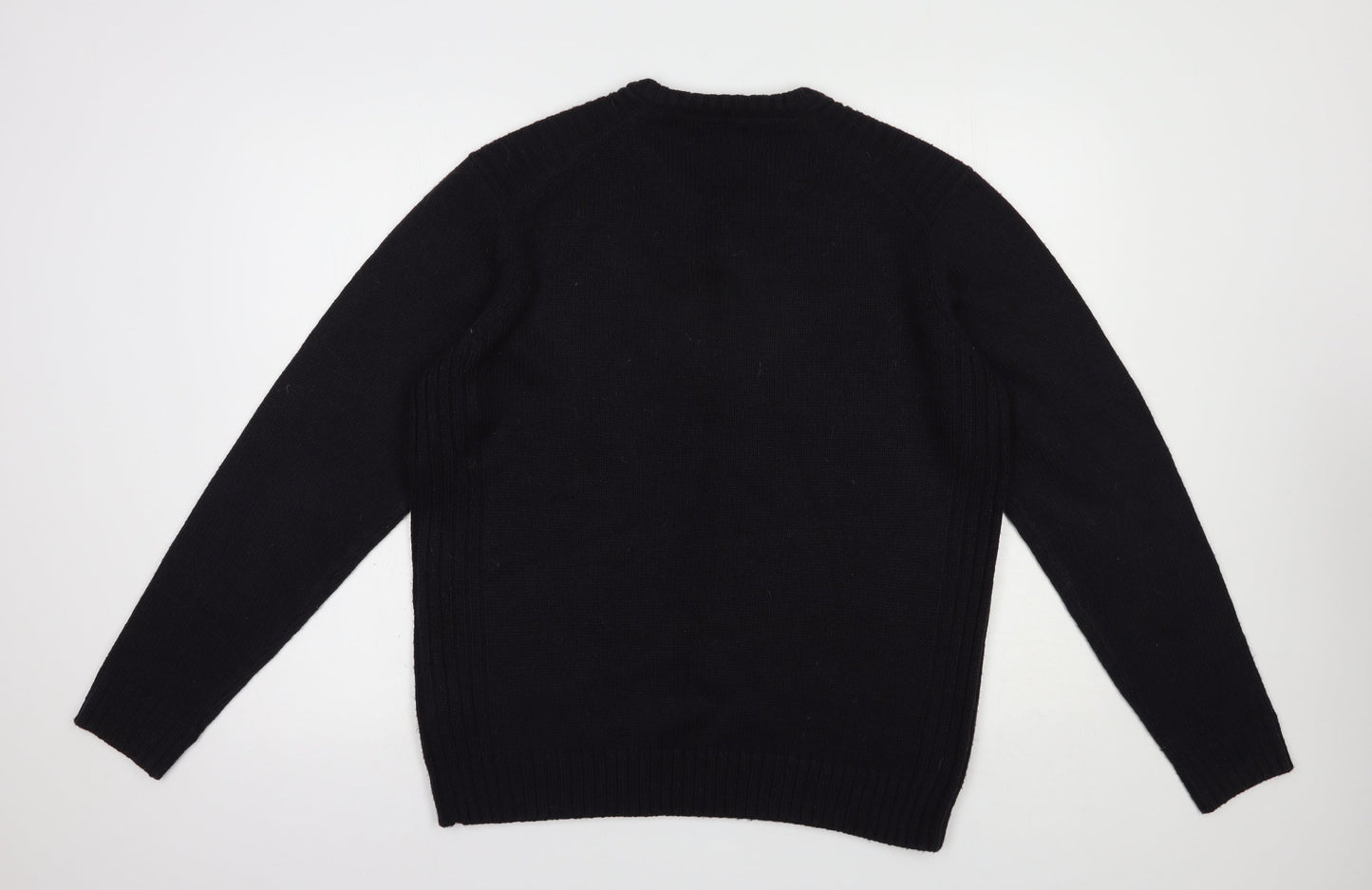 Kensington Eastside Mens Blue V-Neck  Acrylic Pullover Jumper Size L