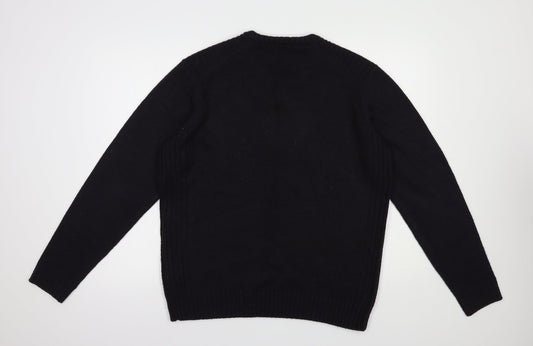 Kensington Eastside Mens Blue V-Neck  Acrylic Pullover Jumper Size L