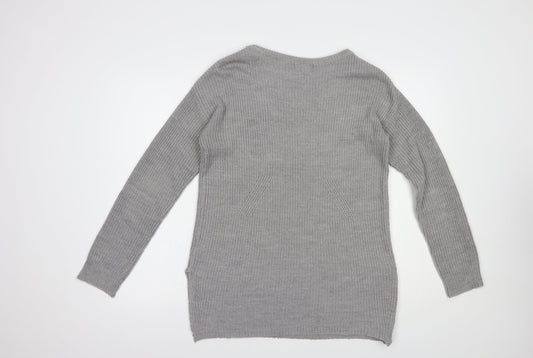 Womens UK Size M QED London Grey Tunic Jumper