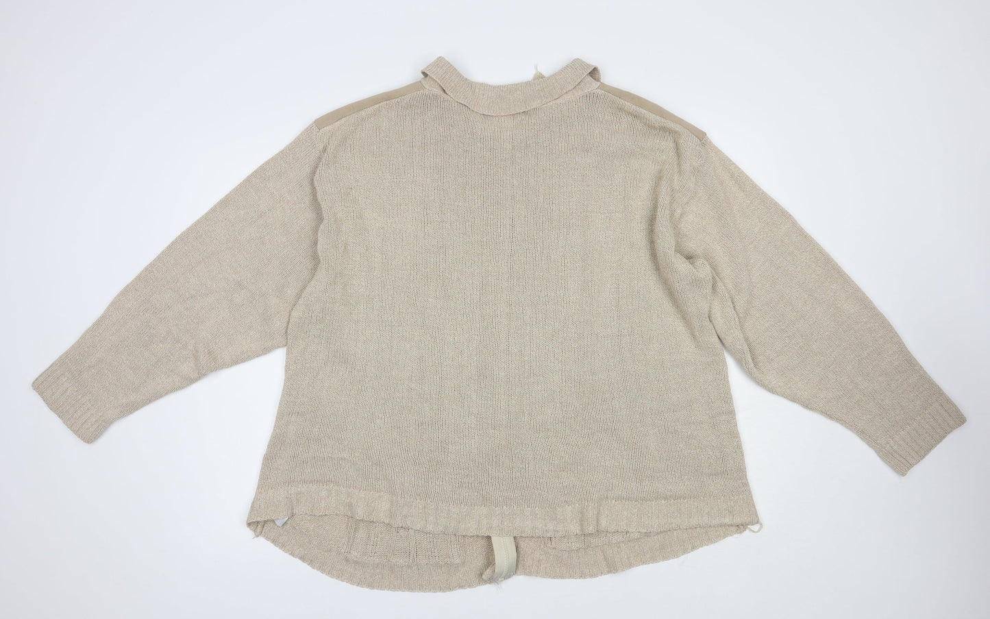 Simon Taylor Womens Beige Collared  Acrylic Full Zip Jumper Size XL