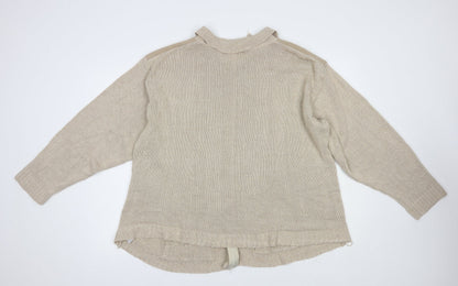 Simon Taylor Womens Beige Collared  Acrylic Full Zip Jumper Size XL